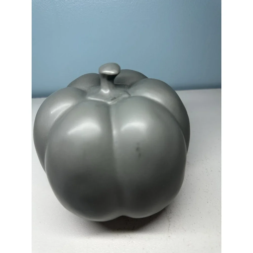 Rae Dunn Halloween MEDIUM Gray Pumpkin 